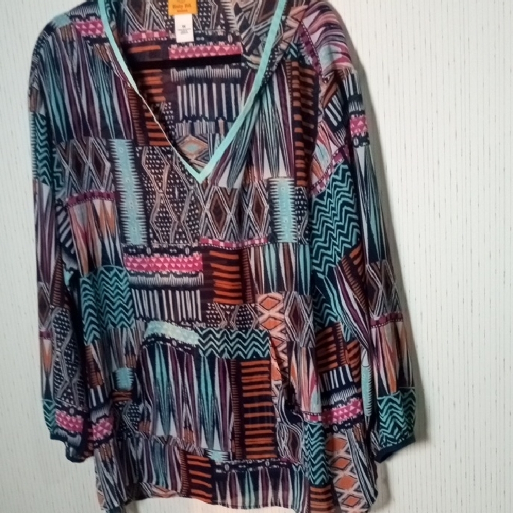 Ruby Rd. Colorful Patchwork Swimsuit Cover Up, Beachy, Vacation, Cruise, Artsy